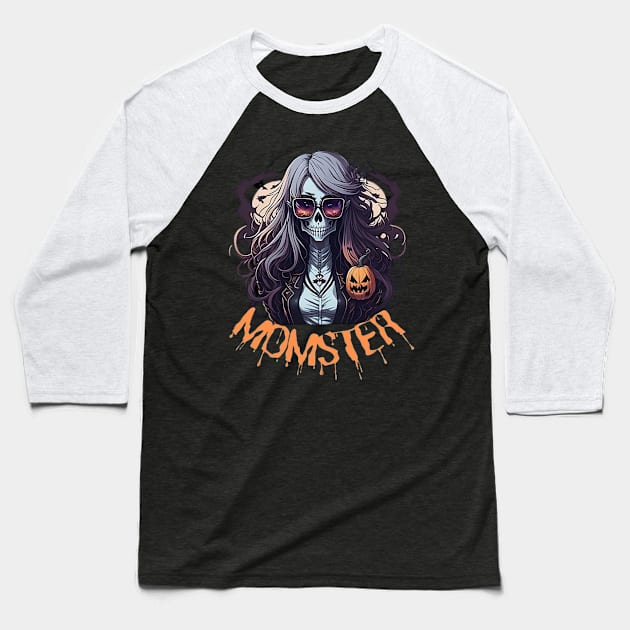 Momster Baseball T-Shirt by DesignVerseAlchemy
